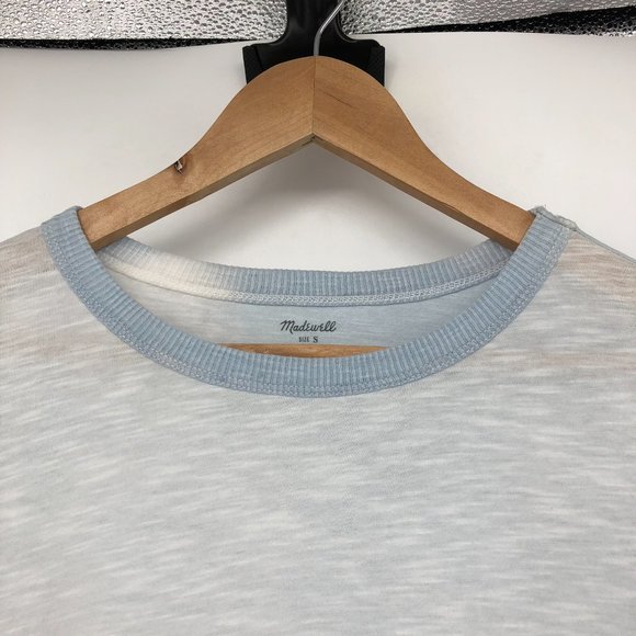 Madewell Blue White Cloudy Tie Dye Ribbed crewneck cotton whisper long sleeve SP - Picture 12 of 16